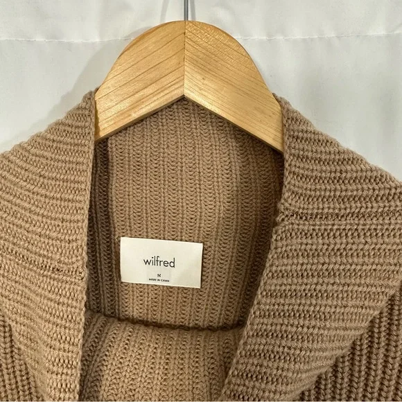 Aritzia Wilfred Montpellier 100% Merino Wool Knit Oversized Sweater Camel Tan - Picture 8 of 10